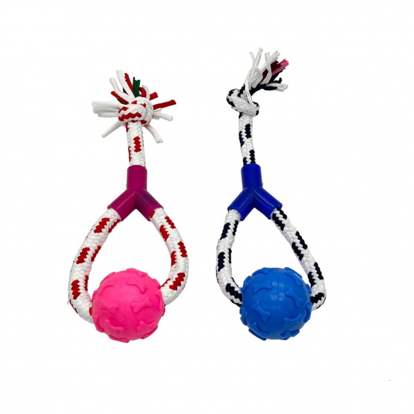 ΠΑΙΧΝΙΔΙ ΣΚΥΛΟΥ ΣΧΟΙΝΙ ΜΕ ΜΠΑΛΑ ΠΛΑΣΤΙΚΗ ΣΕ 2 ΧΡΩΜΑΤΑ 32CM